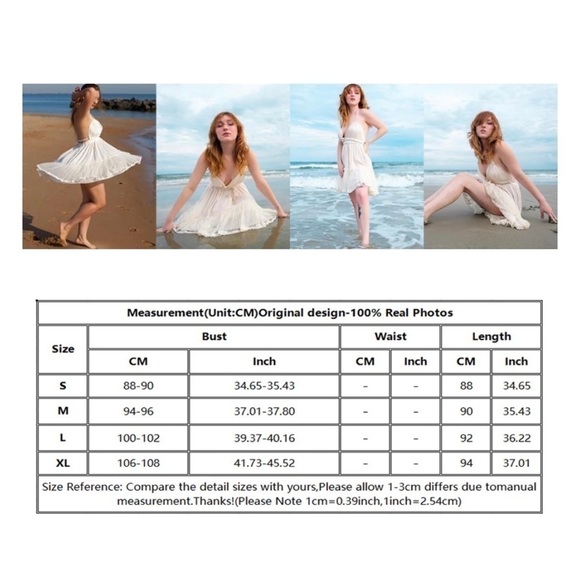 ForeMode Beige Plunge V-Neck Backless Halter Mini Babydoll Boho Dress Size XL - Picture 11 of 11